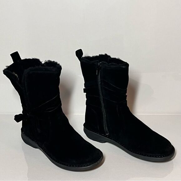 Miz Mooz Prance Suede Wide Width Wool Lined Ankle Boots - Picture 2 of 7